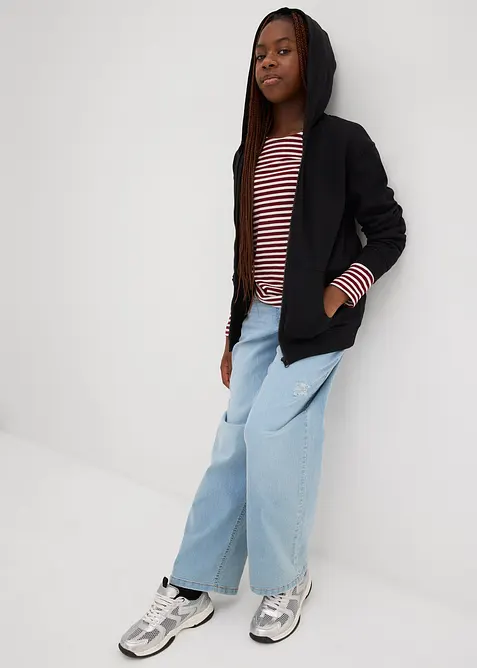 Sweatvest met capuchon van een zachte mix met biologisch katoen, bonprix