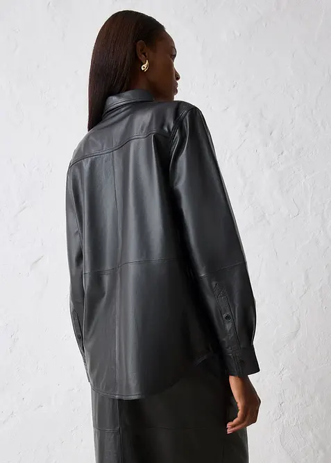 Leren overhemd van lamsnappa, bonprix