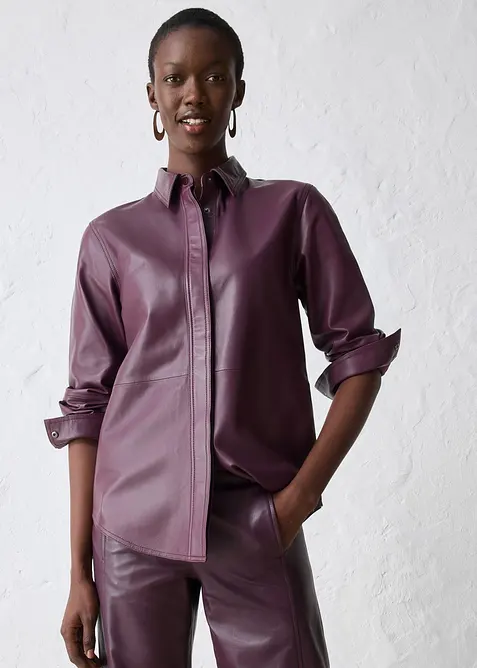 Leren overhemd van lamsnappa, bonprix