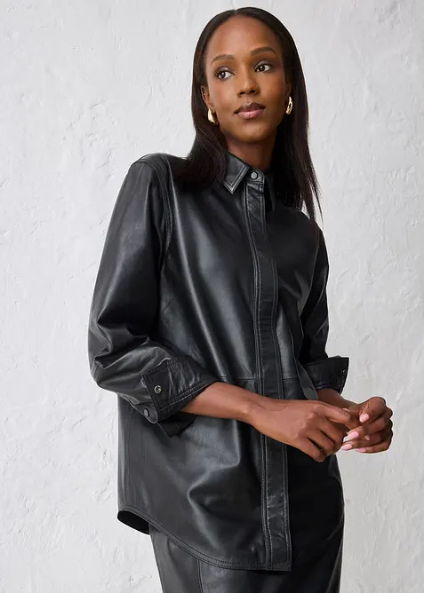 Leren overhemd van lamsnappa, bonprix