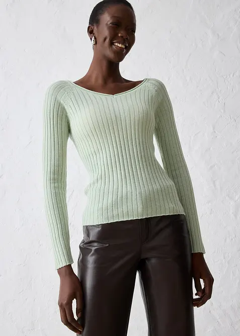 Fijn gebreide trui van merinowol, bonprix