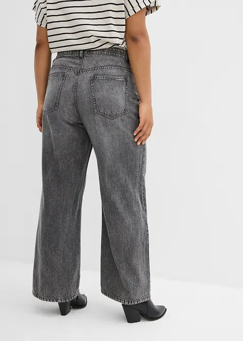 Wide leg jeans, mid waist, low stretch, bonprix