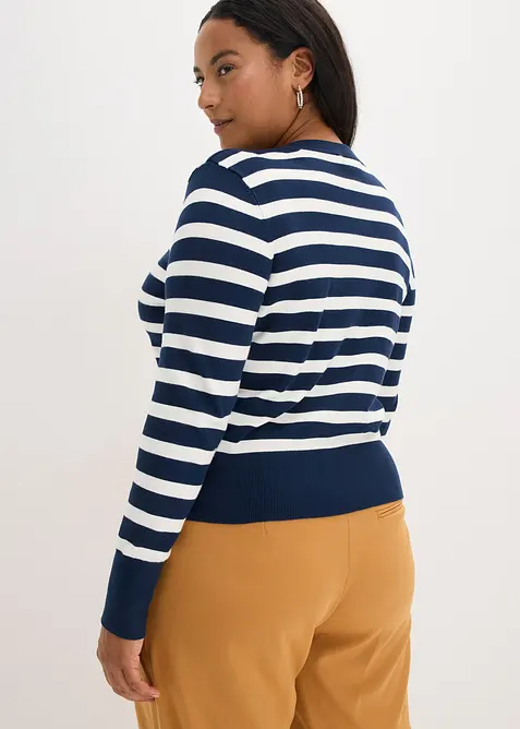 Fijngebreid vest met strepen, bonprix