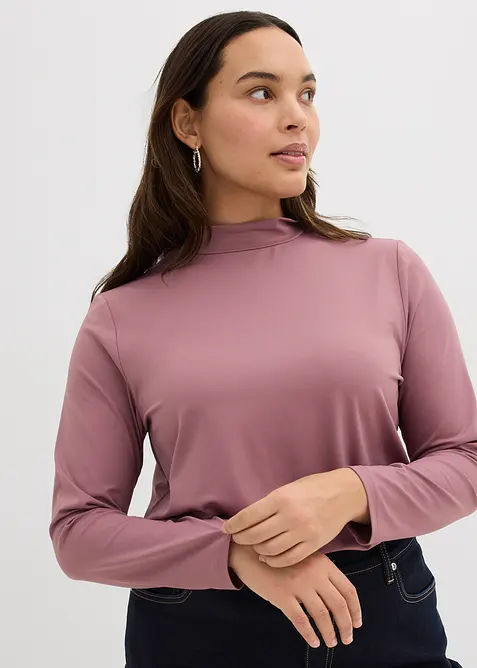 Longsleeve met opstaande kraag en gerecycled polyamide, bonprix