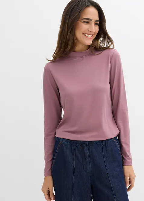 Longsleeve met opstaande kraag en gerecycled polyamide, bonprix