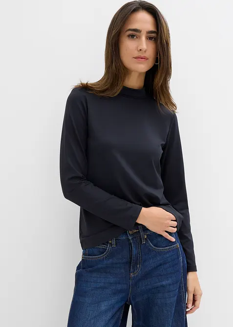 Longsleeve met opstaande kraag en gerecycled polyamide, bonprix
