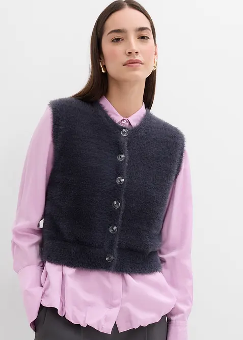 Mouwloos vest van een verengaren-viscosemix, bonprix