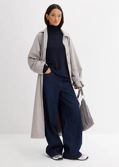 Fijngebreide trui met col in een viscosemix, bonprix