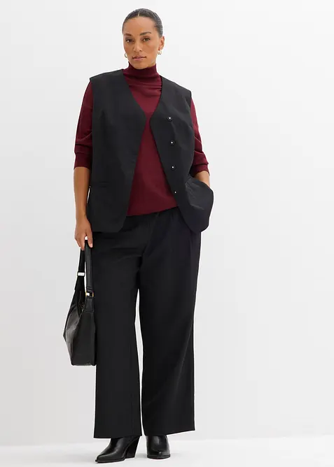 Fijngebreide trui met col in een viscosemix, bonprix