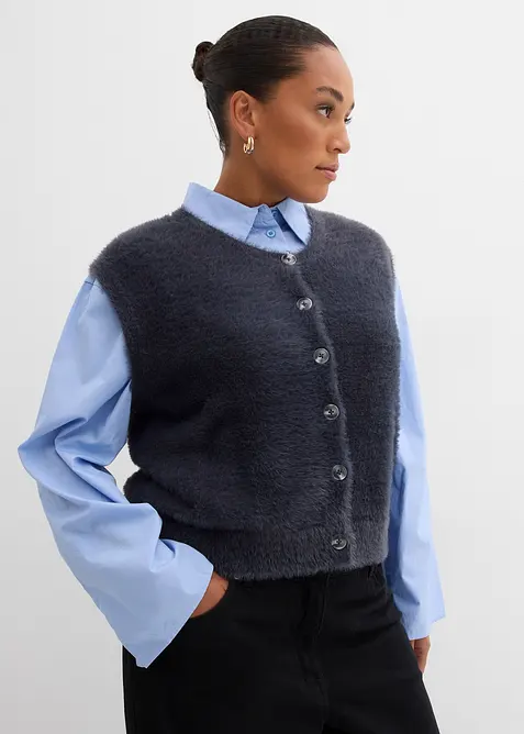 Mouwloos vest van een verengaren-viscosemix, bonprix