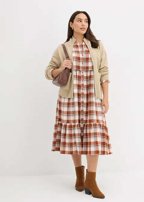 Midi jurk van flanel, bonprix