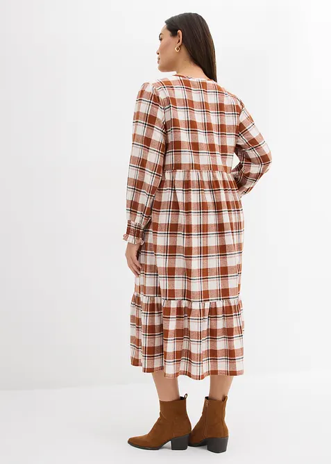 Midi jurk van flanel, bonprix