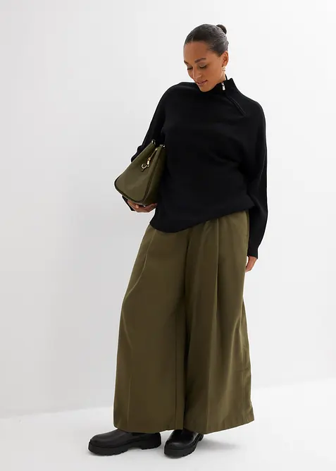 Fijngebreide trui in een viscosemix met opvallend ritsdetail, bonprix