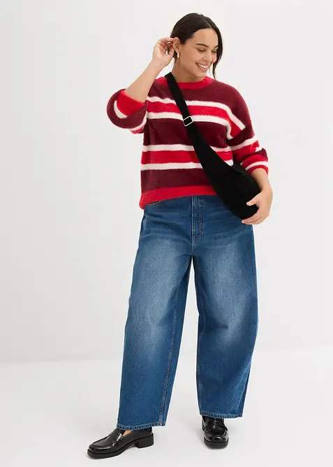 Barrel jeans high waist, cropped, bonprix