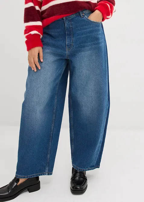 Barrel jeans high waist, cropped, bonprix