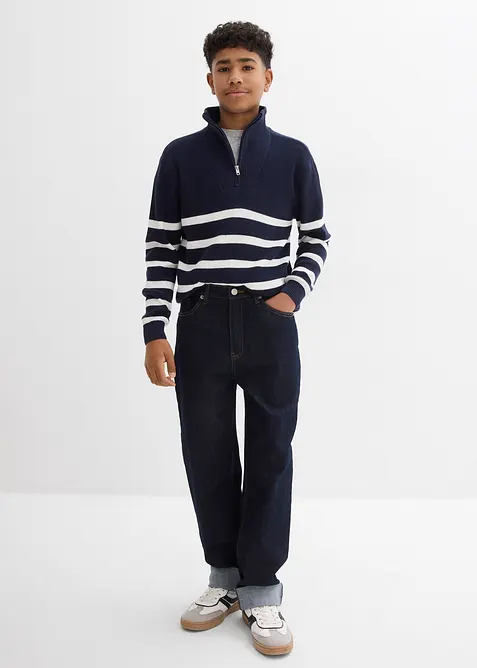 Loose fit stretch jeans met verstelbare band, straight, bonprix