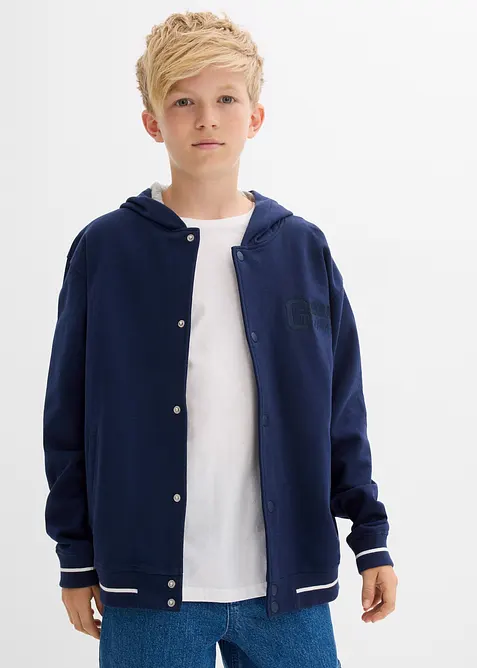 College sweatvest met capuchon van puur biologisch katoen, bonprix