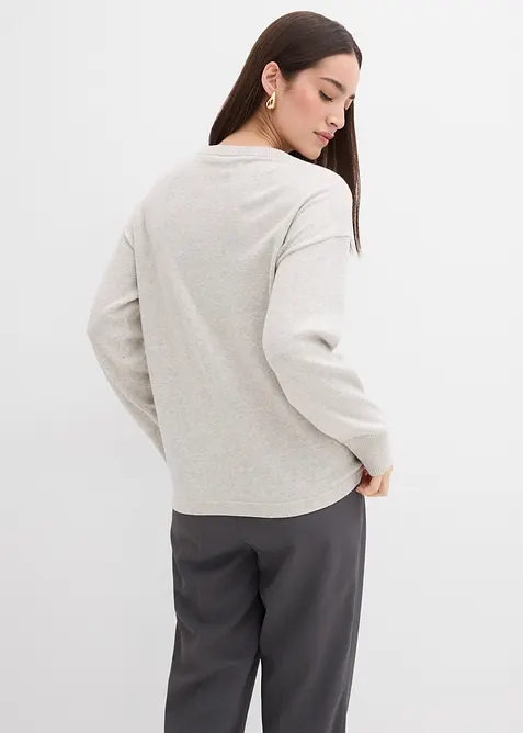 Fijngebreide trui met asymmetrische knopen, bonprix