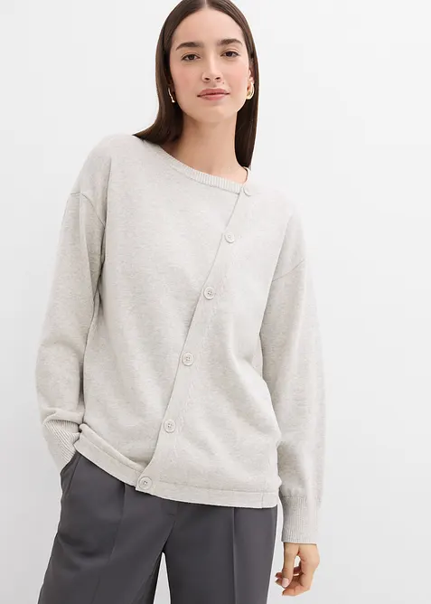 Fijngebreide trui met asymmetrische knopen, bonprix