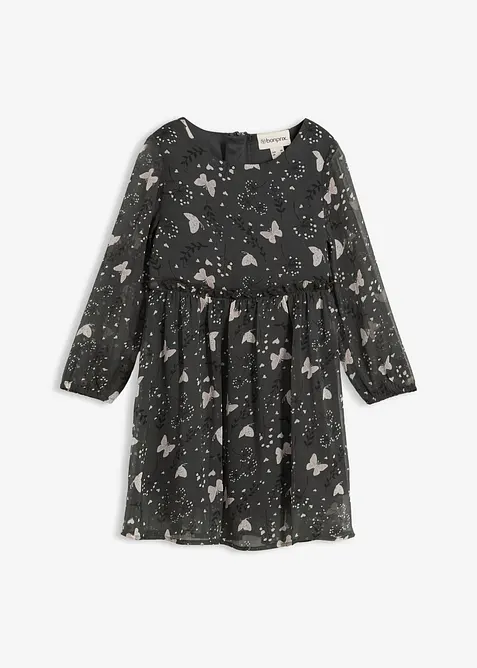 Wijd uitlopende chiffon jurk, bonprix