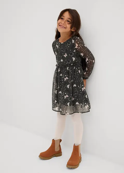 Wijd uitlopende chiffon jurk, bonprix