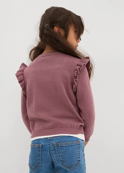 Fijngebreid vest met volantmouwen, bonprix