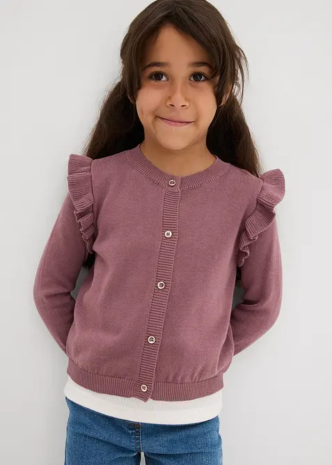 Fijngebreid vest met volantmouwen, bonprix