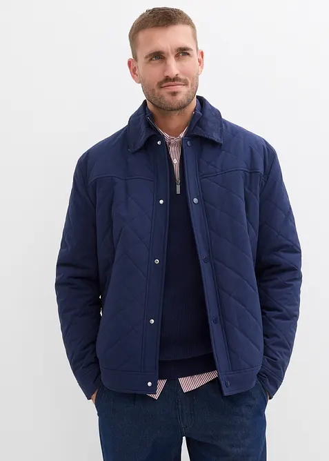 Gewatteerde jas met corduroy kraag, bonprix