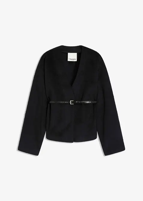 Oversized blazer met riem in wollook, gewatteerd, bonprix