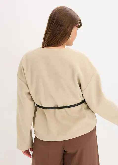 Oversized blazer met riem in wollook, gewatteerd, bonprix