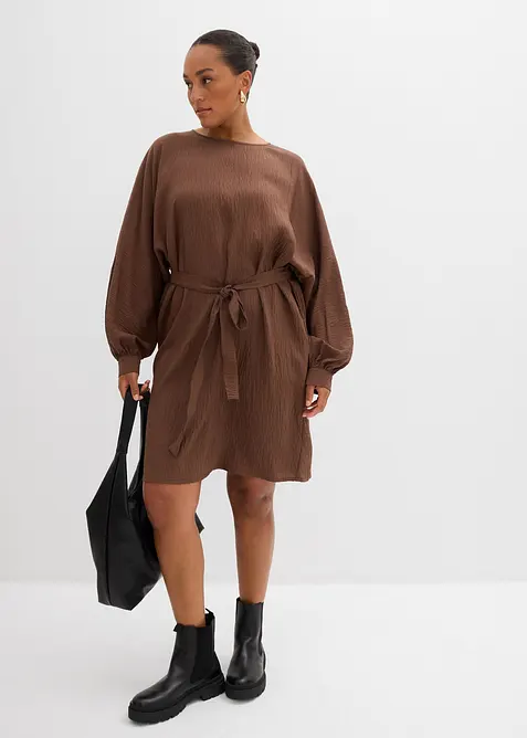 Mini jurk met structuur in een viscosemix, bonprix