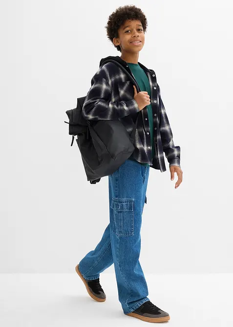 Flanellen longsleeve met capuchon, bonprix