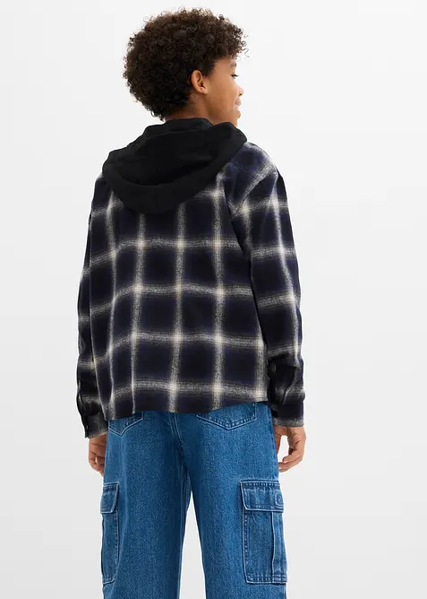 Flanellen longsleeve met capuchon, bonprix