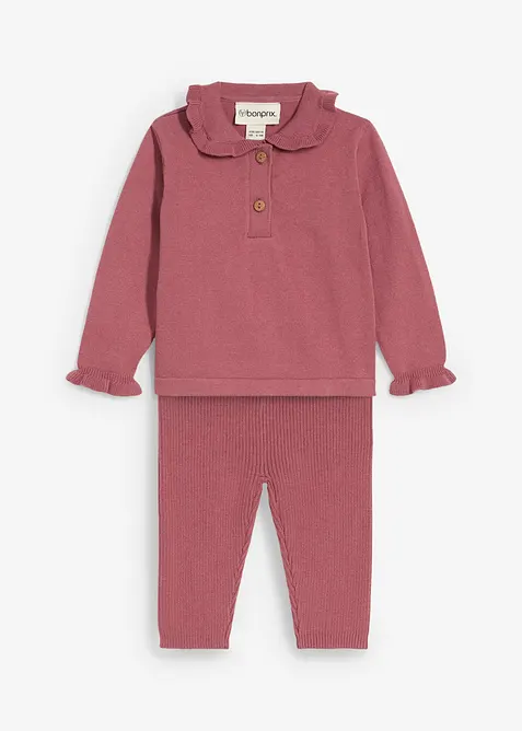 Gebreide trui met volantkraag en legging ( set van 2 stuks), bonprix