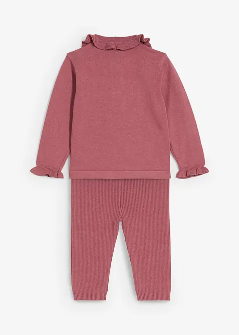 Gebreide trui met volantkraag en legging ( set van 2 stuks), bonprix