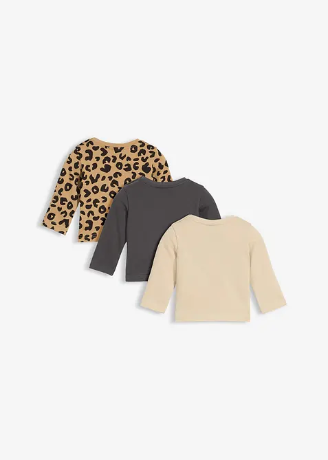 Longshirt van biologisch katoen (set van 3), bonprix
