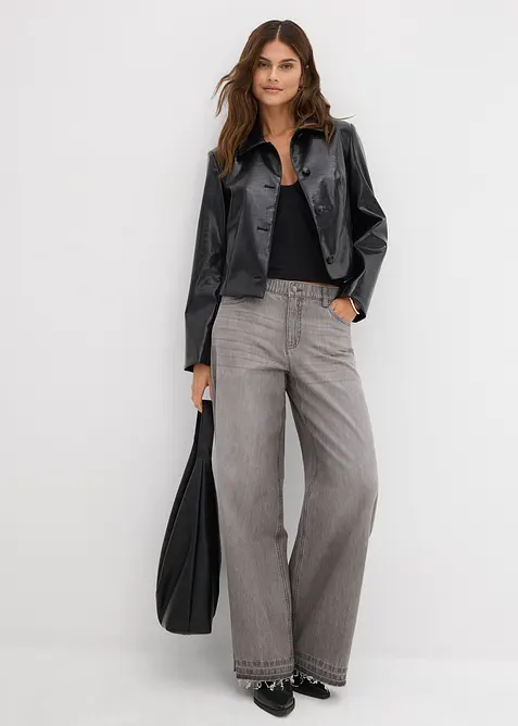 Wide leg jeans mid waist, comfort tailleband, bonprix