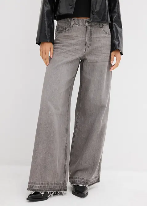 Wide leg jeans mid waist, comfort tailleband, bonprix