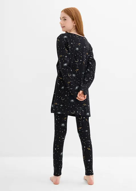 Longshirt en legging van biologisch katoen met glitterprint (4-dlg. set), bonprix