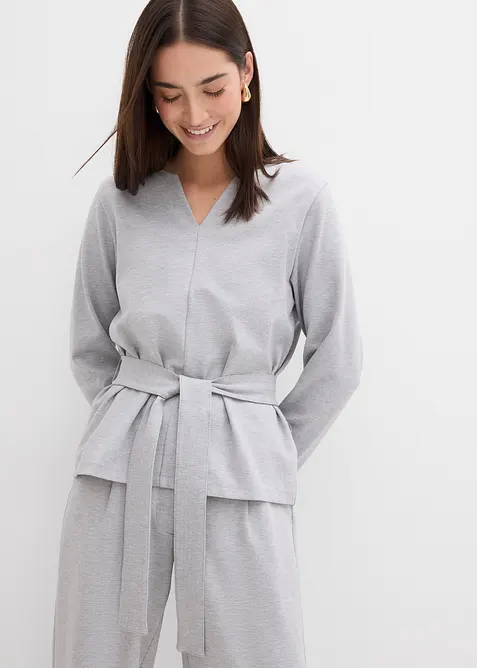 Longsleeve in een viscosemix met een brede ceintuur, bonprix