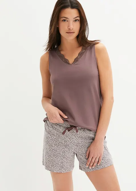 Shortama met sierlijk kant, bonprix