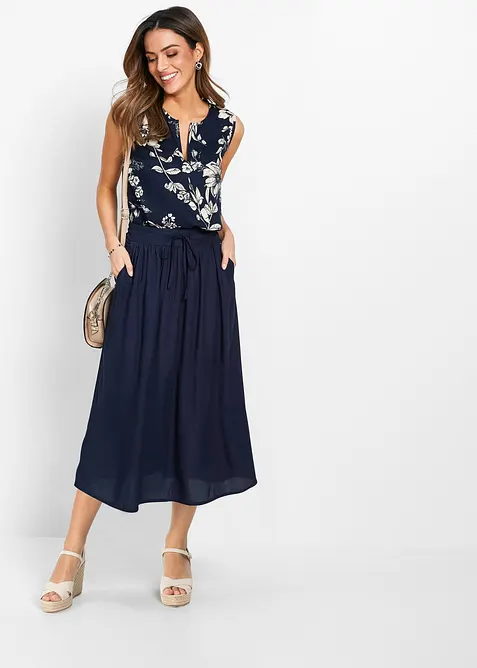 Maxirok van viscose met comfortband en strikkoordjes, bonprix