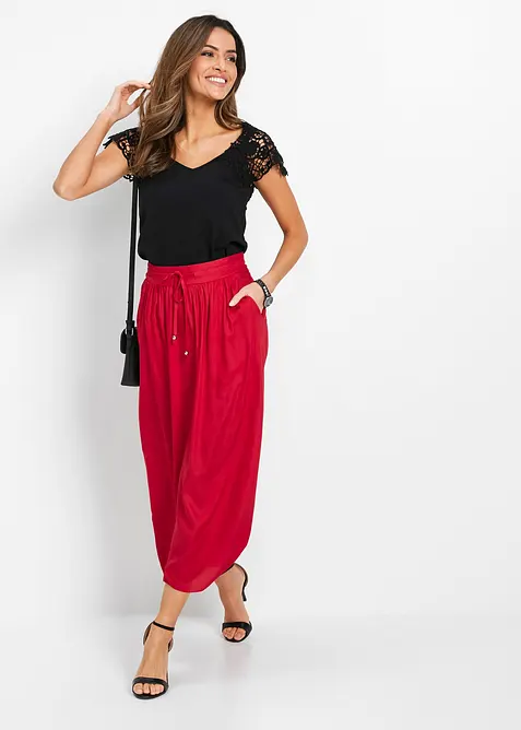 Maxirok van viscose met comfortband en strikkoordjes, bonprix