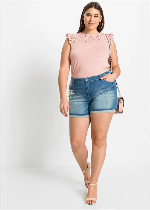 Jeans short met versiering, mid waist, bonprix