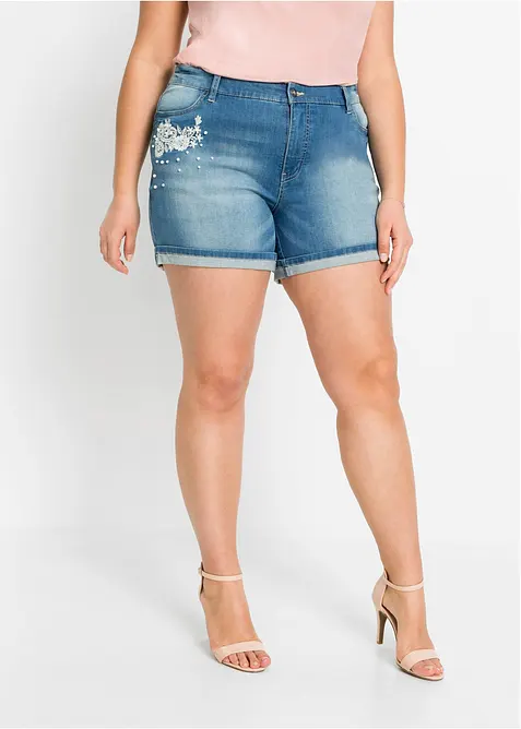 Jeans short met versiering, mid waist, bonprix