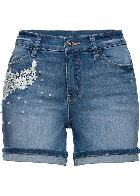 Jeans short met versiering, mid waist, bonprix