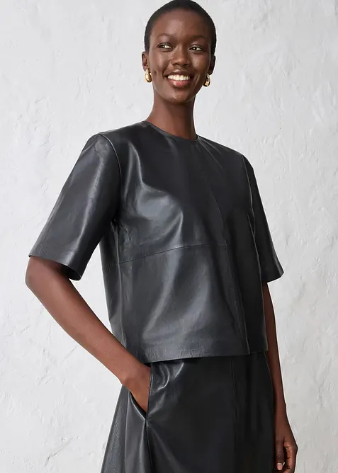 Leren tuniek van lamsnappa, bonprix