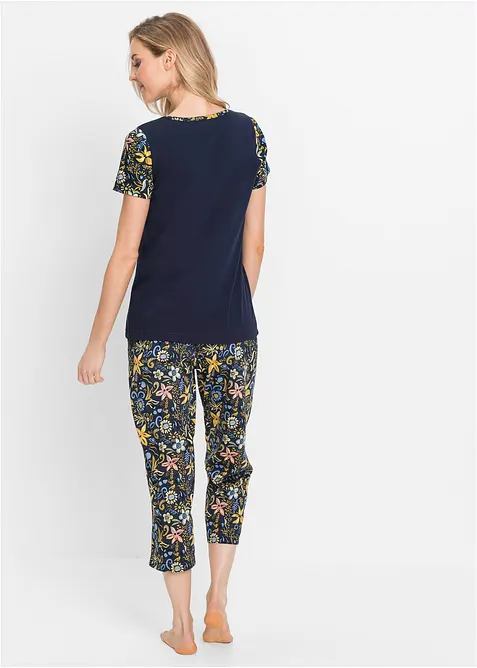 Capri pyjama met korte mouwen van puur katoen, bonprix