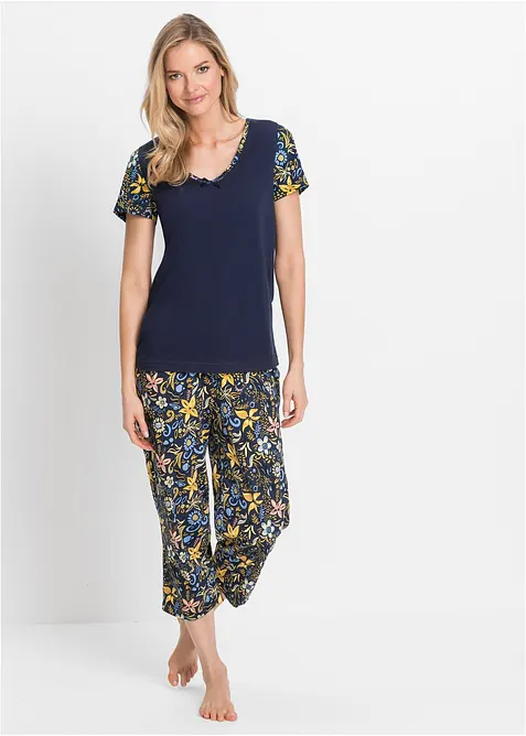 Capri pyjama met korte mouwen van puur katoen, bonprix