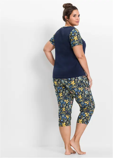 Capri pyjama met korte mouwen van puur katoen, bonprix
